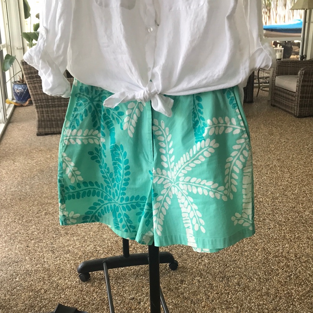 🌴Classic Lilly Pulitzer Short Teal White Palm Sz 12